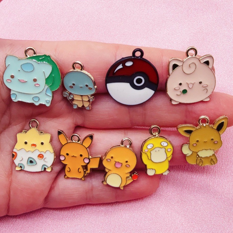 Phone Accessories Keychain - 10 Stück Cartoon-Emaille-Schmuckzubehör Handgefertigte DIY-Armband-Anhänger Schlüsselanhänger