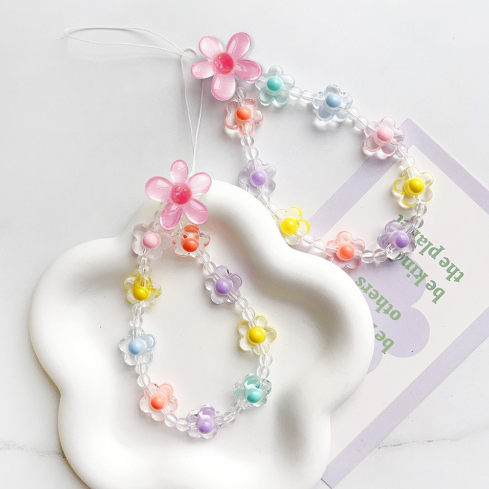 Phone Accessories Keychain - Bunte Sonnenblume Perlen Handykette Macaron Blume