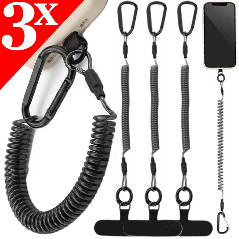 Phone Accessories Keychain - Diebstahlsichere, flexible Handykordel mit Karabinerhaken und